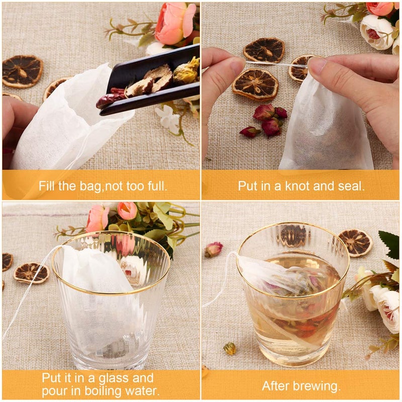 BetyBedy 100PCS Tea Filter Bags, Disposable Tea Bags for Loose Leaf Tea, Drawstring Empty Tea Infuser, BetyBedy Tea Steeper, Natural Wood Pulp Paper Material, 1-Cup Capacityï¼ˆ3.15 x 3.94 inchï¼‰ - Image 4